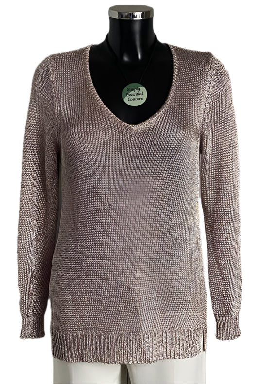 Mint Velvet Rose Gold Metallic Top - UK12