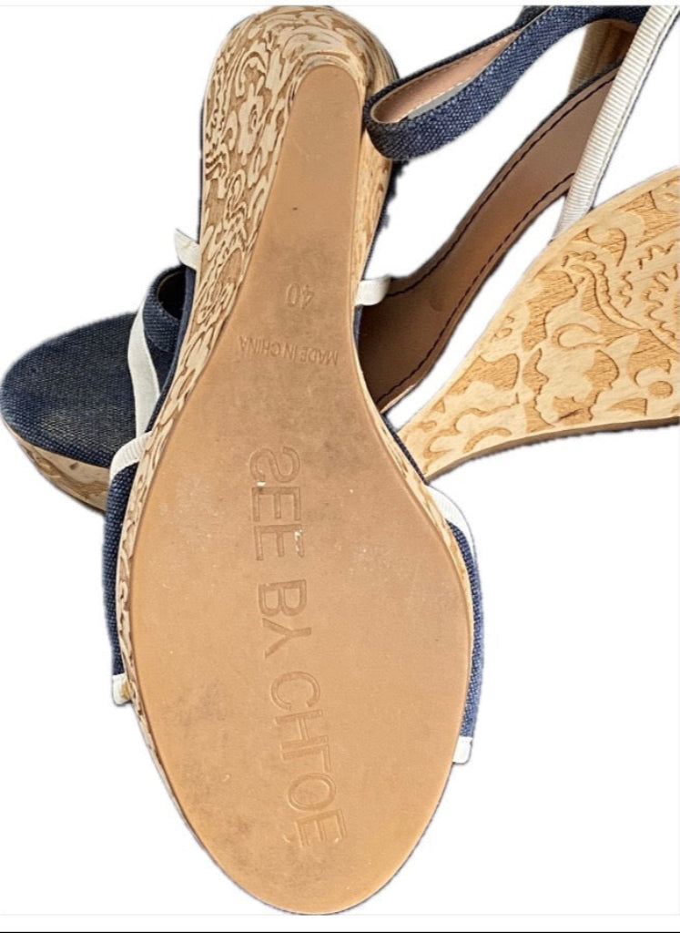 SEE by Chloe Canvas Wedge Sandals - UK7