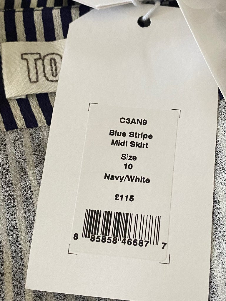 TOAST Striped Skirt Size UK10 - NEW with Tags