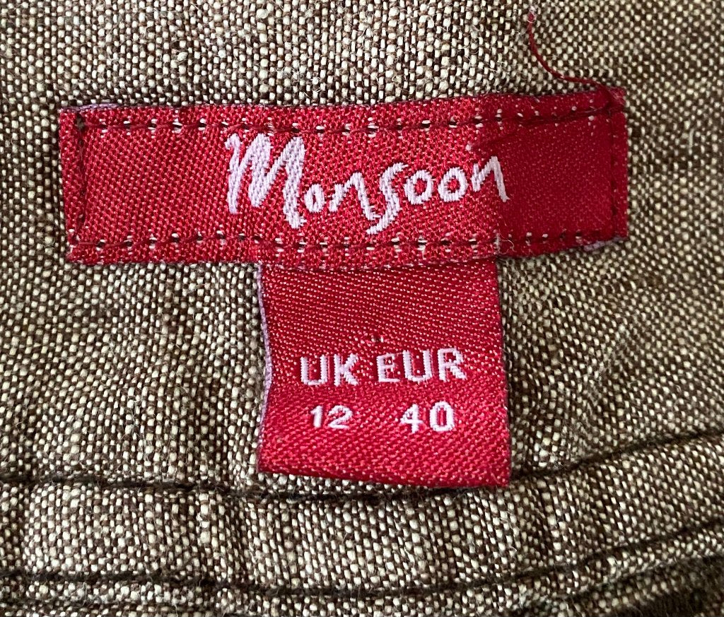 Monsoon Brown Linen Trousers - Badge