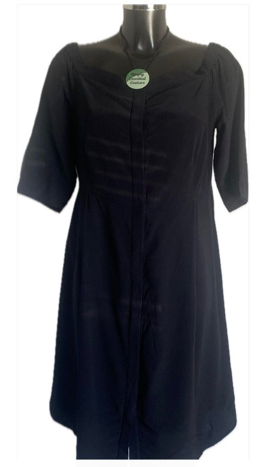 WHISTLES Black Bardot Silk Dress - UK12