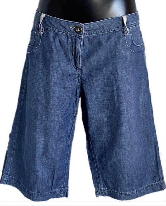 Monsoon Navy Denim Shorts - Size UK16