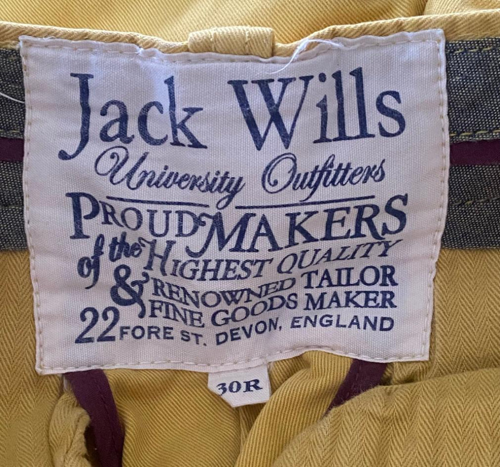 Jack Wills Mustard Chino Trousers Label