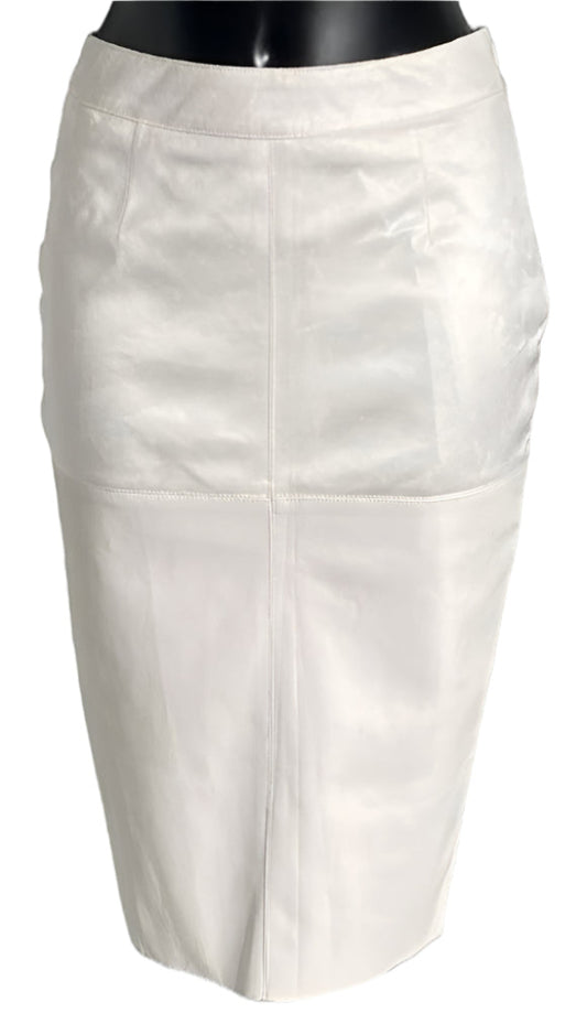 RIVER ISLAND Cream Leather Skirt - UK8