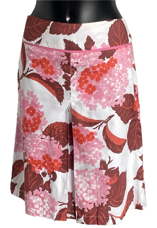 MAY Red Patterned Bright Bloom Skirt - Size UK12