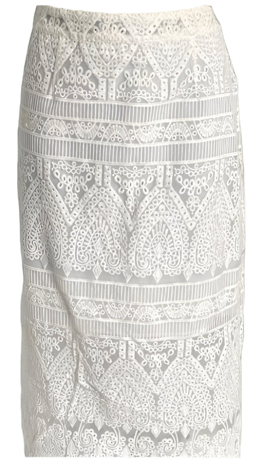 NEXT White Lace Knee Length Skirt UK12