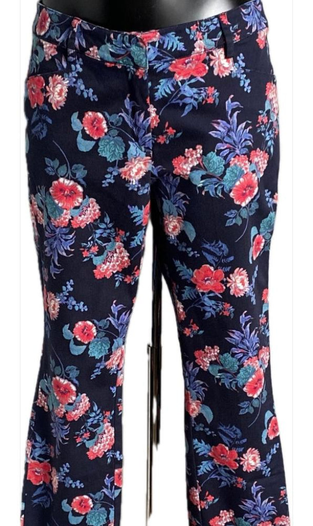 Monsoon Navy Floral Trousers - Size UK10