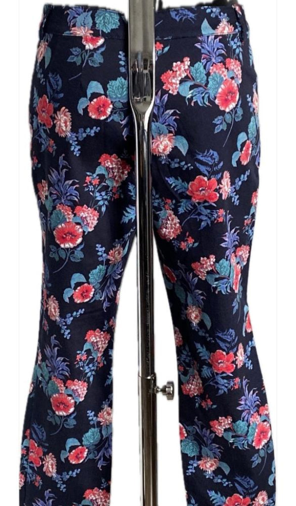 Monsoon Navy Floral Trousers - Size UK10