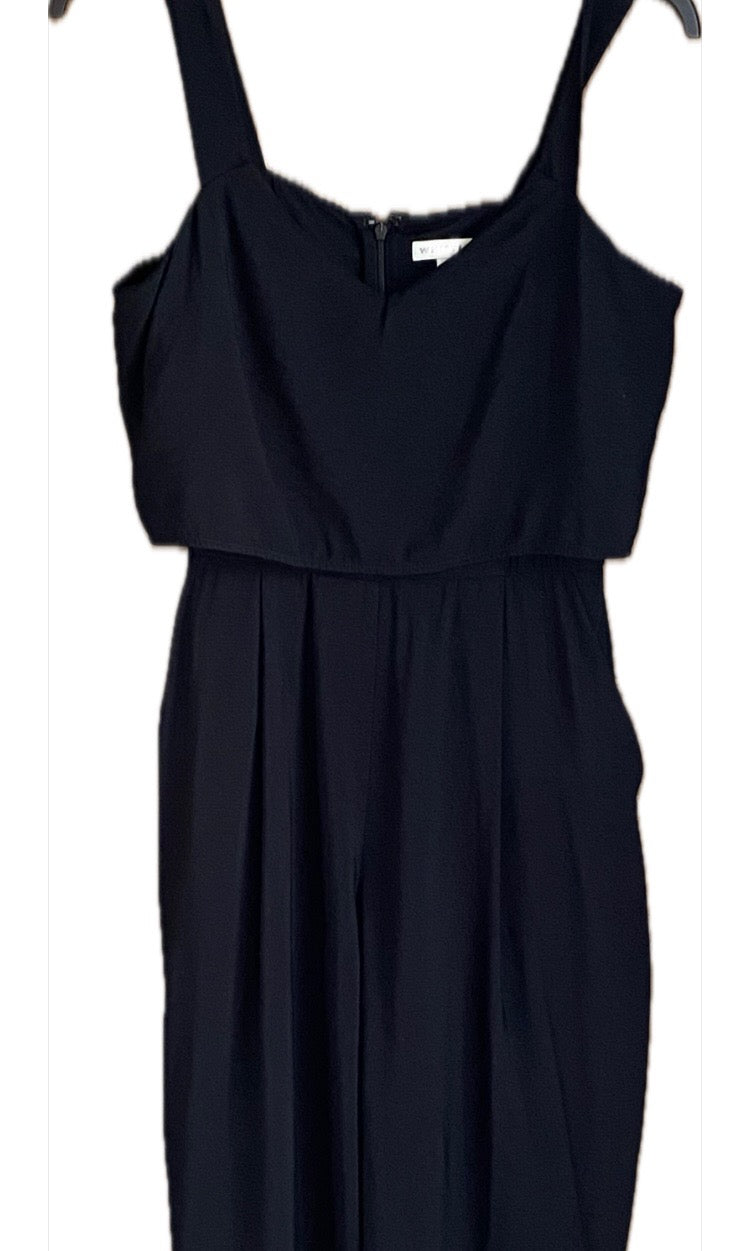 WHISTLES Black Cotton Jumpsuit - UK10 - Pre-loved in Great Condition
