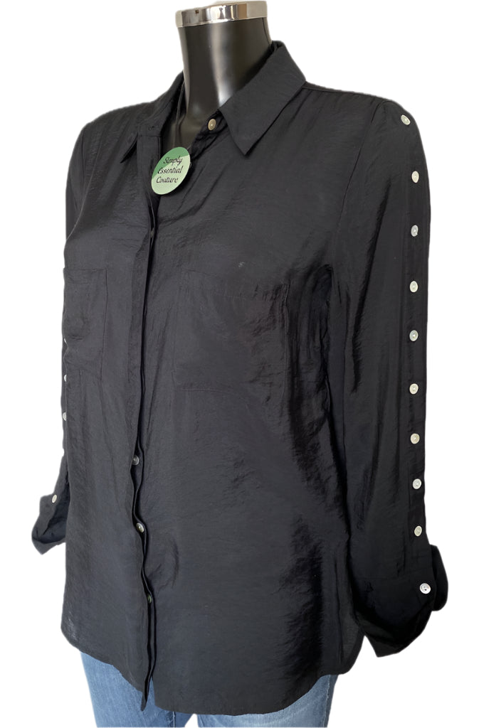 Mint Velvet Black Shirt - Size UK10