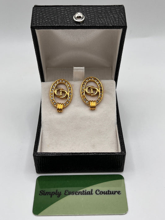 CHRISTIAN DIOR Gold Clip-On Earrings