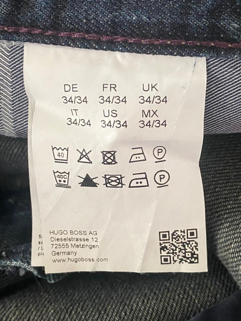 Hugo Boss Dark Wash W34 Jeans - Wash Label