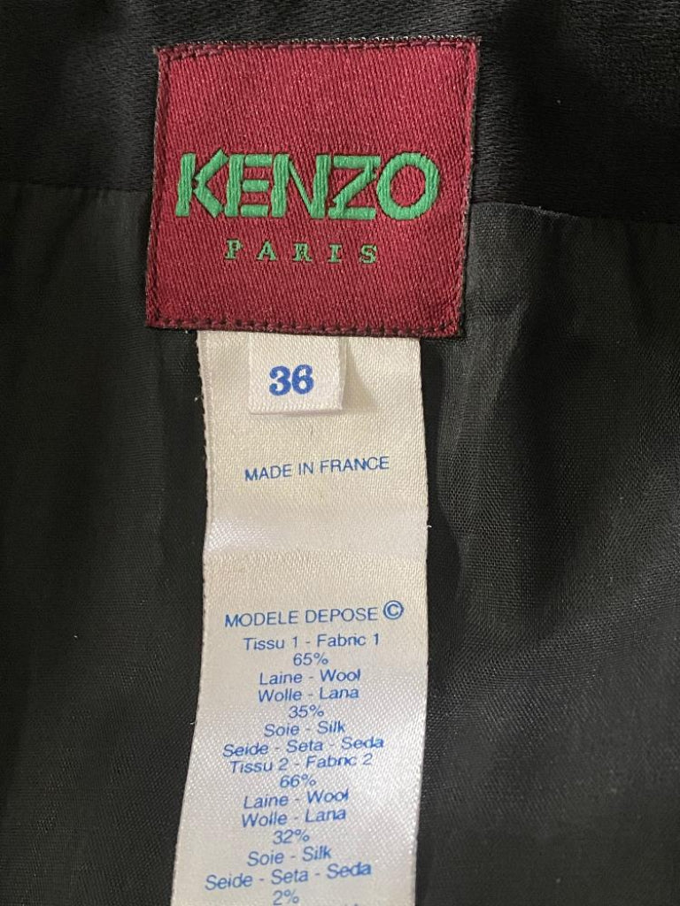 KENZO Black Wool and Silk Skirt - UK8