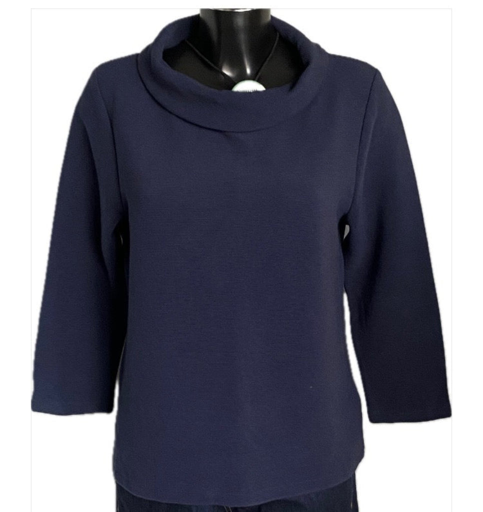 HOBBS Navy Top with Scoop Collar UK14