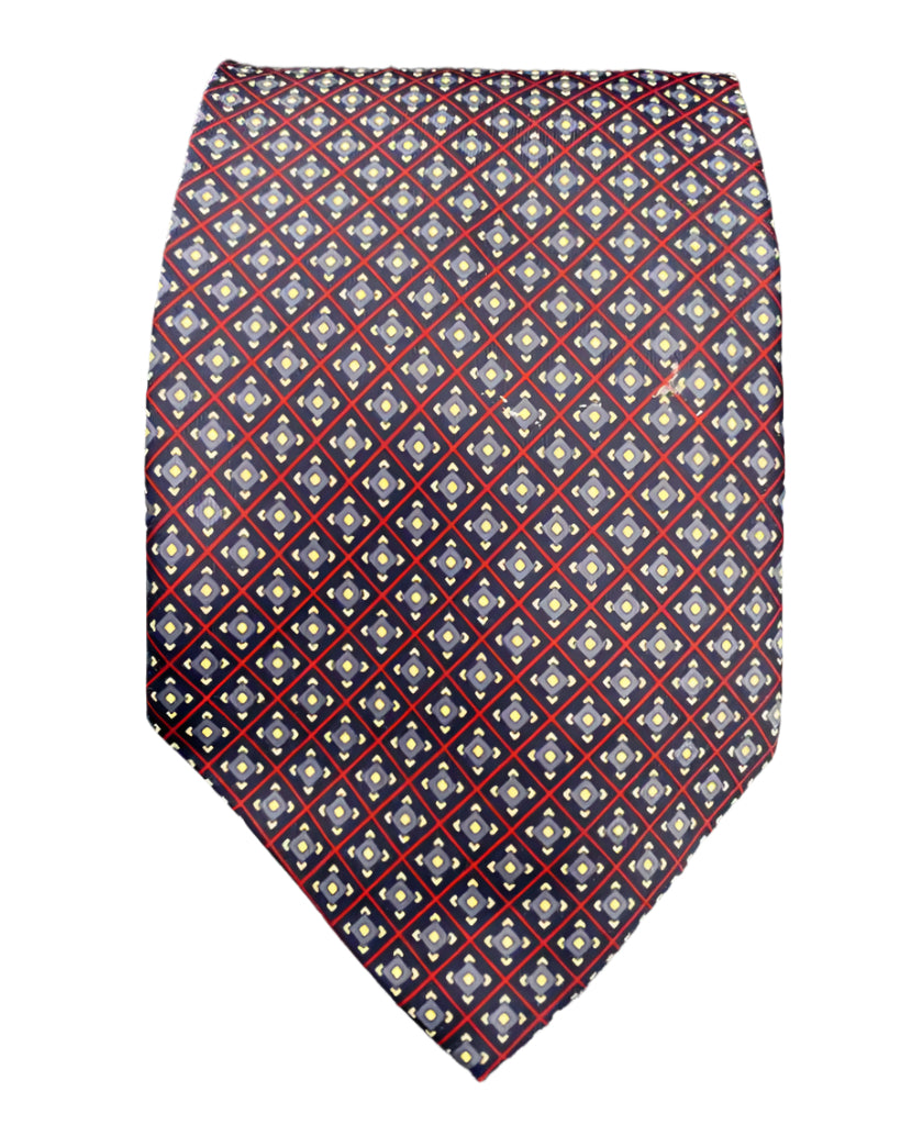 Rene Chagal Burgundy and Grey 100% Silk Tie