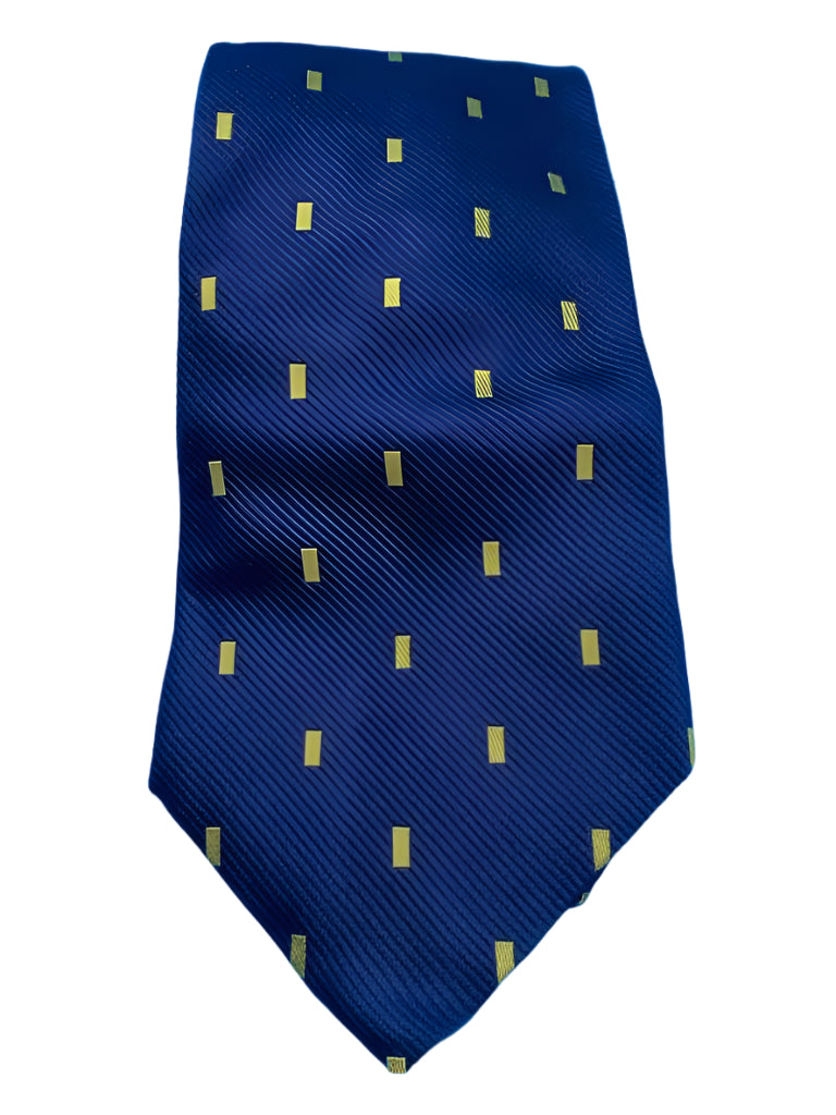 Enrico Rossini Navy and Yellow 100% Silk Tie