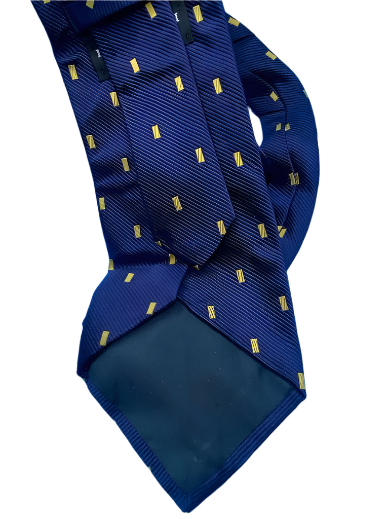Enrico Rossini Navy and Yellow 100% Silk Tie