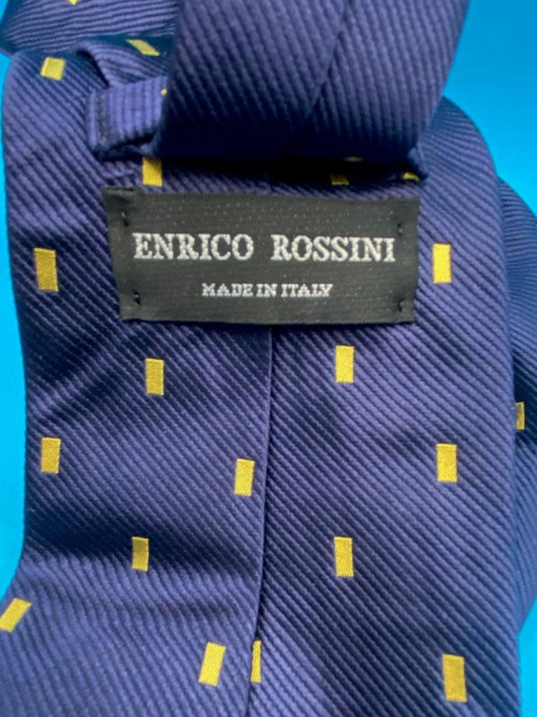 Enrico Rossini Navy and Yellow 100% Silk Tie