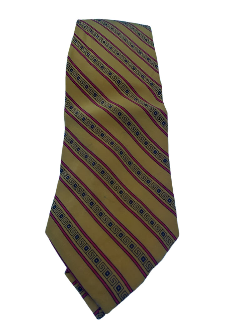 Yves Saint Laurent Mustard and Red 100% Silk Tie