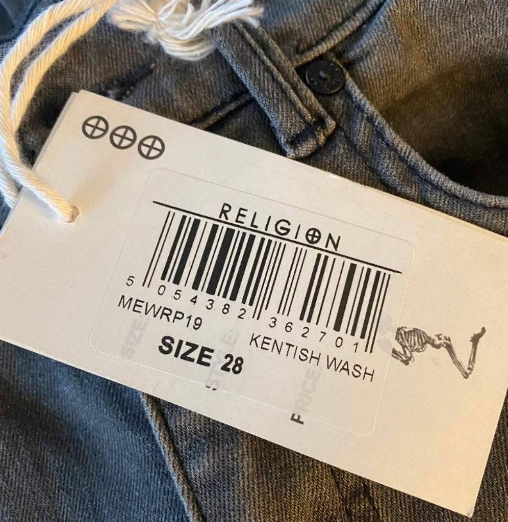 RELIGION Grey Skinny Fit Wreck Jeans - UK10