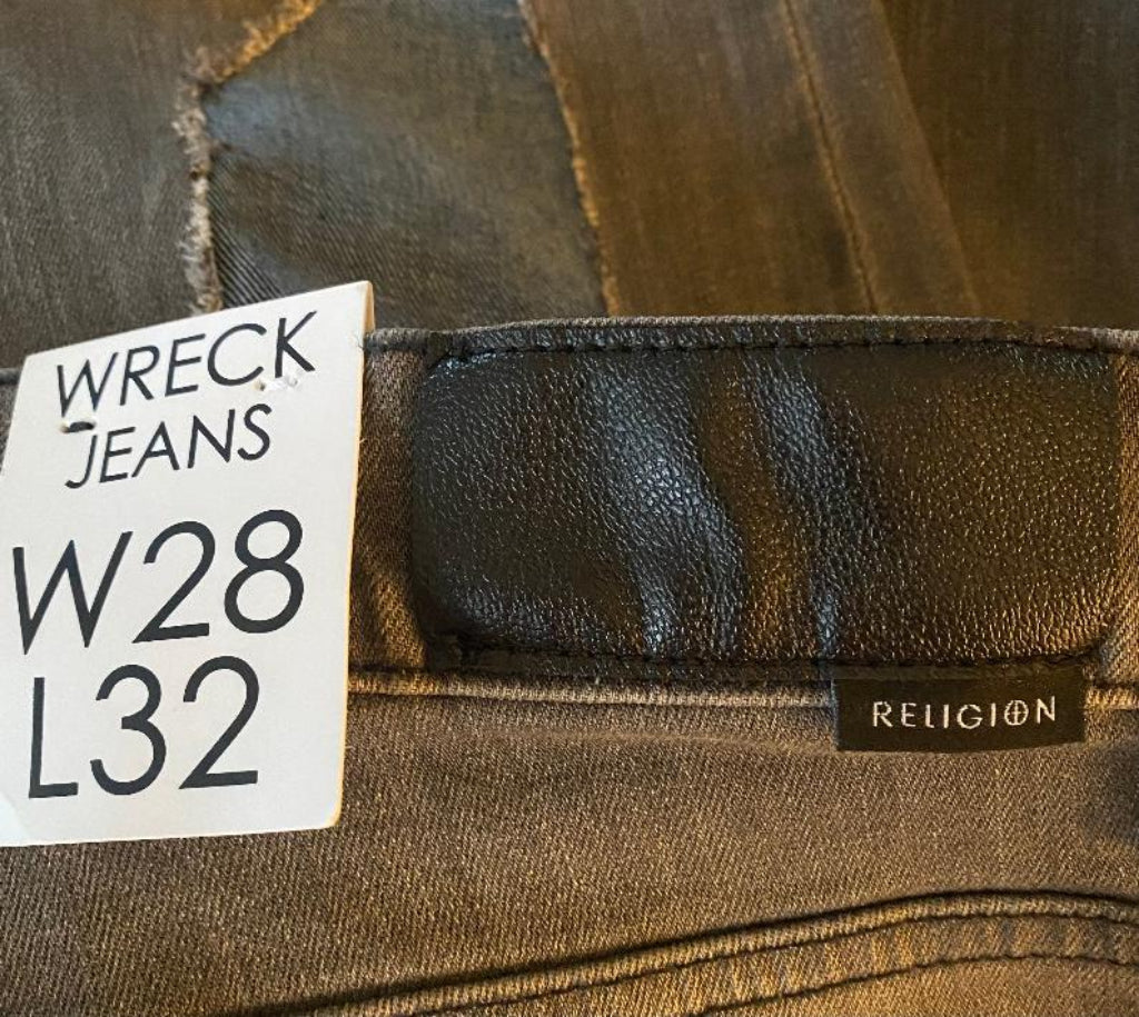 RELIGION Grey Skinny Fit Wreck Jeans Tags
