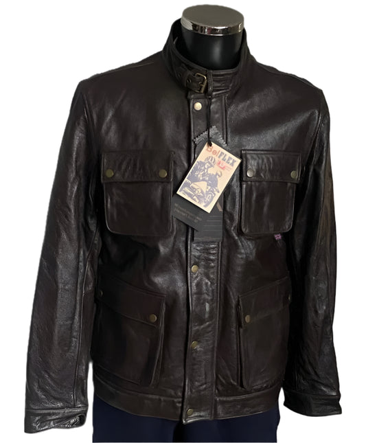 Belstaff Brown Leather Bike Jacket - Size M