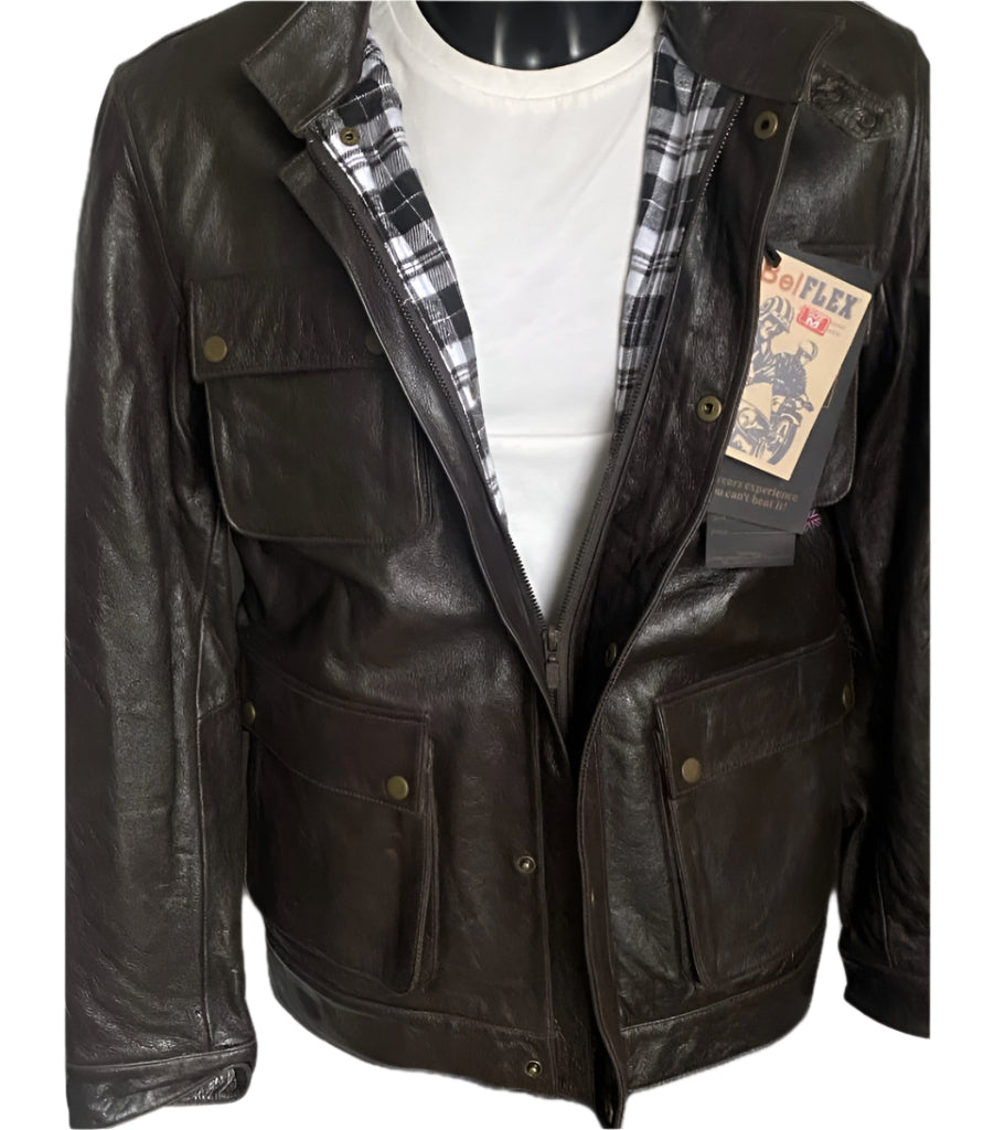 Belstaff Brown Leather Bike Jacket - Size M