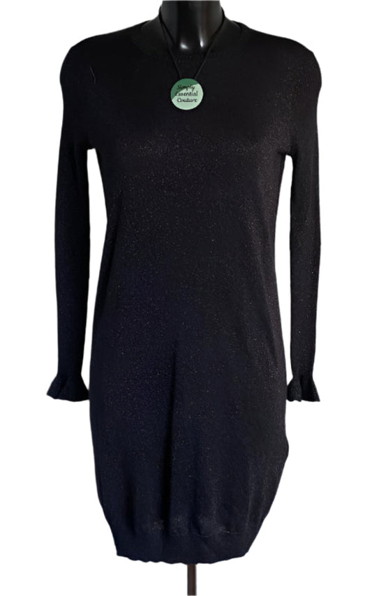 WHISTLES Black Knit Dress - Size UK10