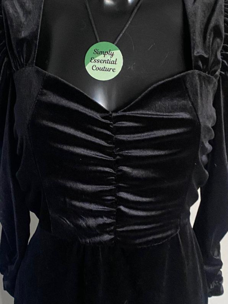 QUIZ Black Velvet Dress - Size UK14