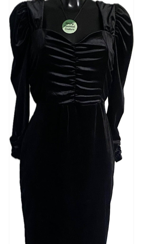 QUIZ Black Velvet Dress - Size UK14