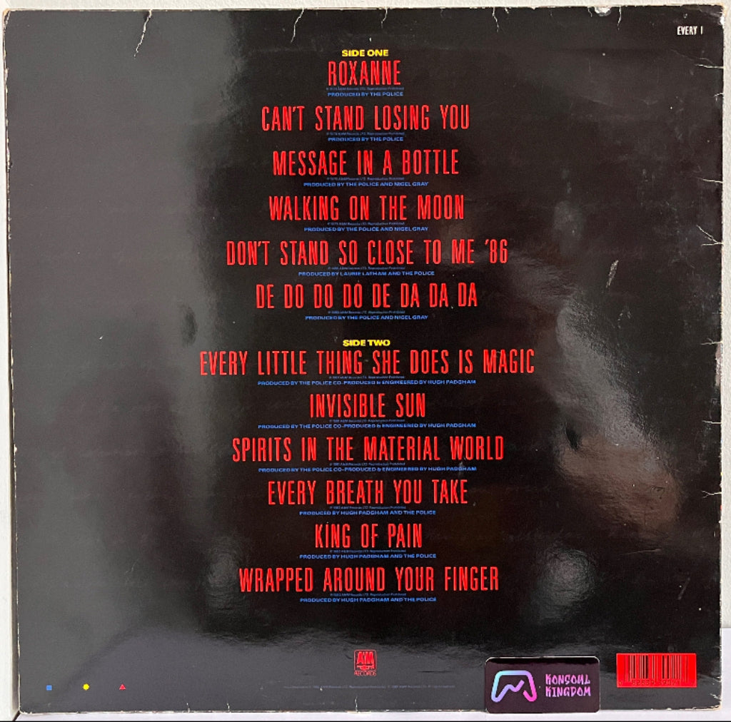 The Police - Vinyl record cover with text and bear illustration on a black background