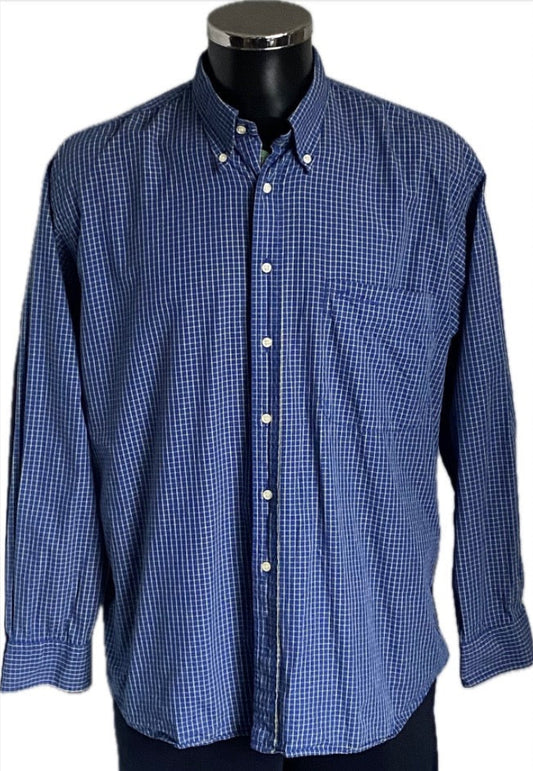 THOMAS BURBERRY Navy Check Shirt - UK L