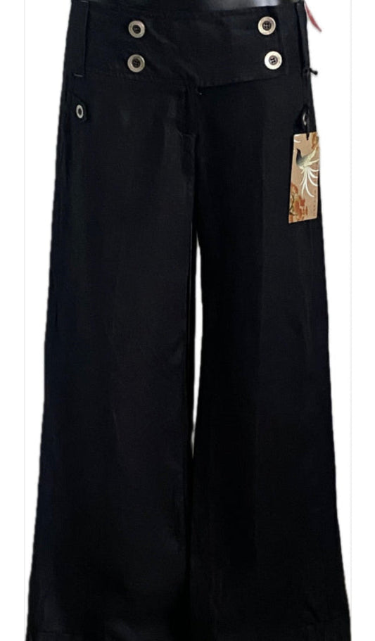 River Island Black Linen Trousers  - Size UK10