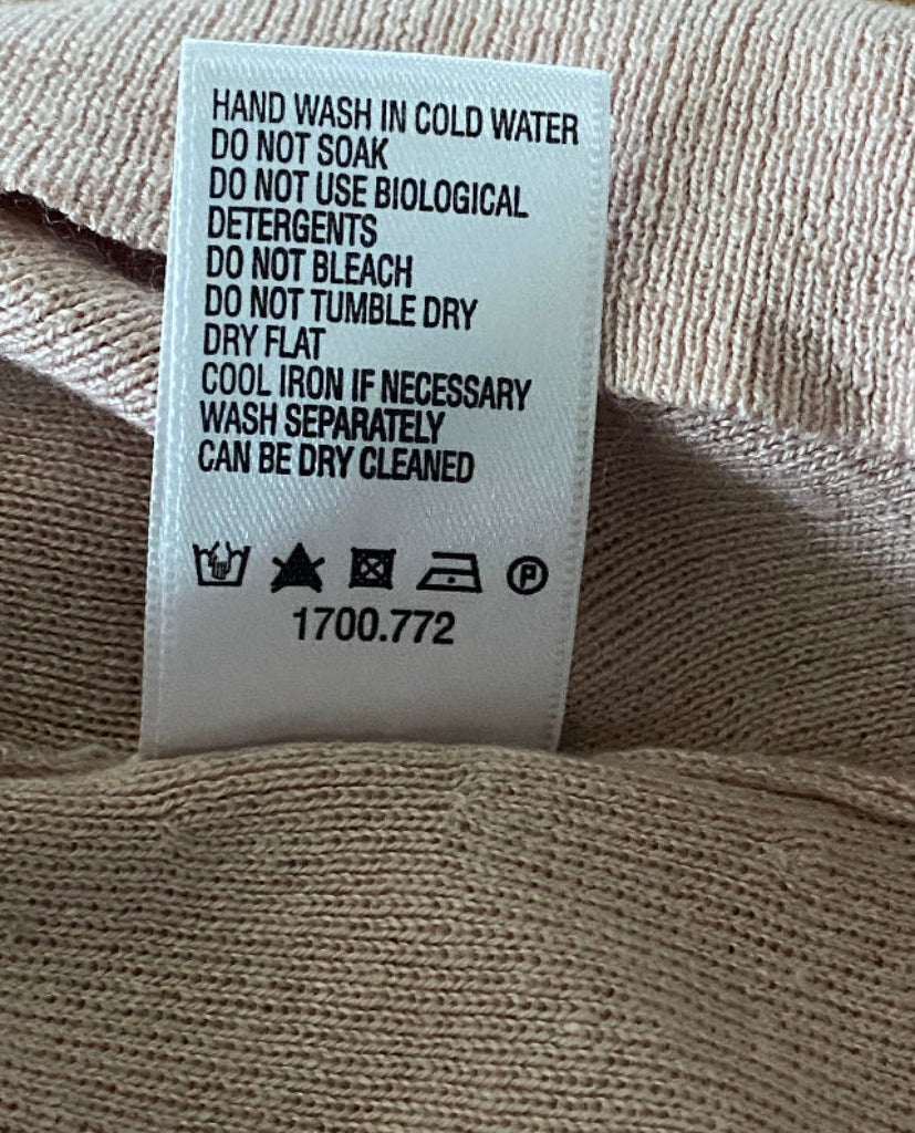 Jigsaw Pink Silk Cashmere Jumper Wash Label