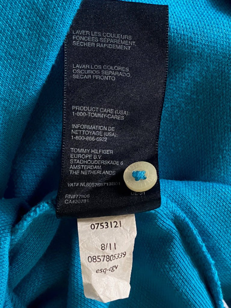 Turquoise Hilfiger Polo - Wash Label & Button