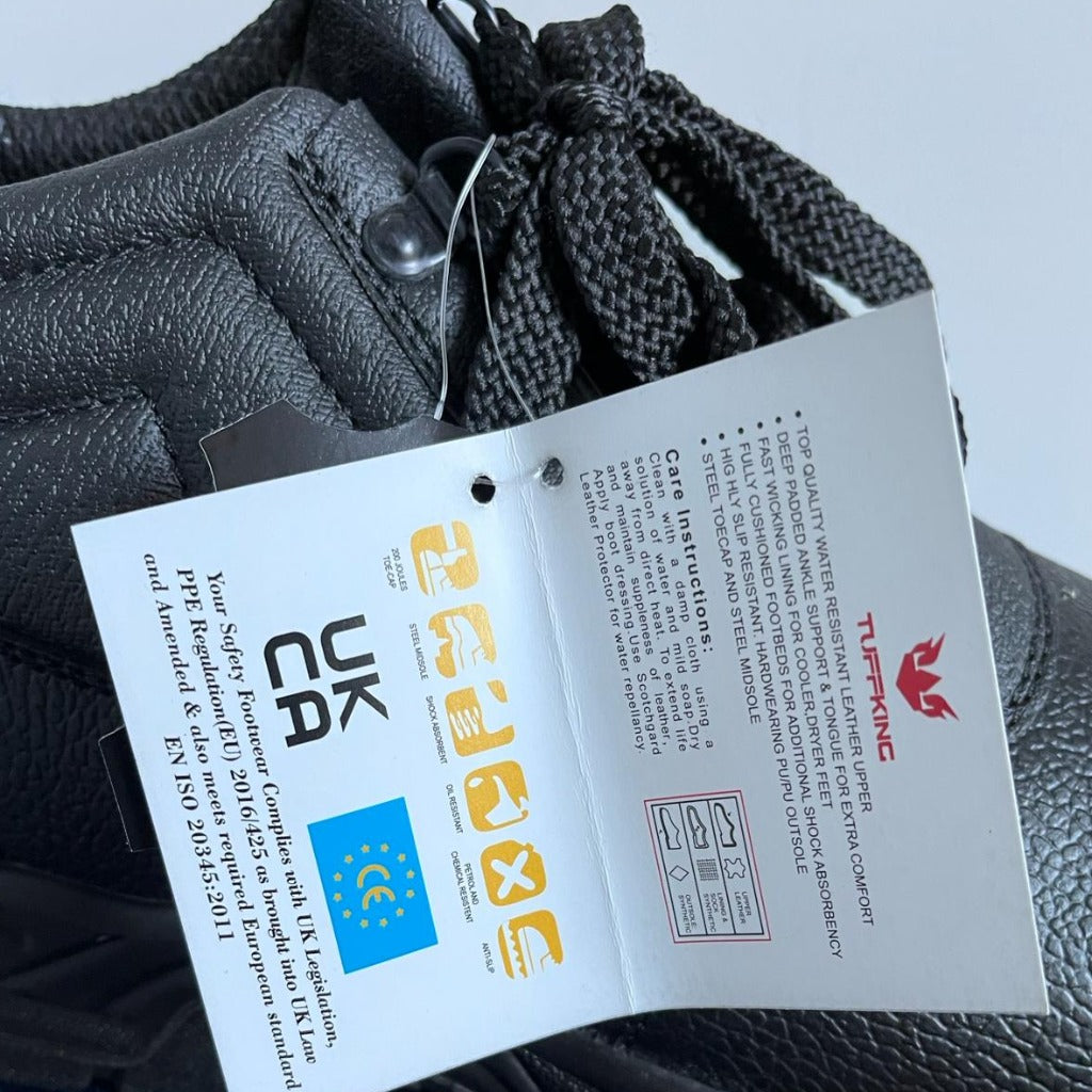 TUFFKING Black Work & Safety Leather Boots - UK8 - Brand NEW with Box
