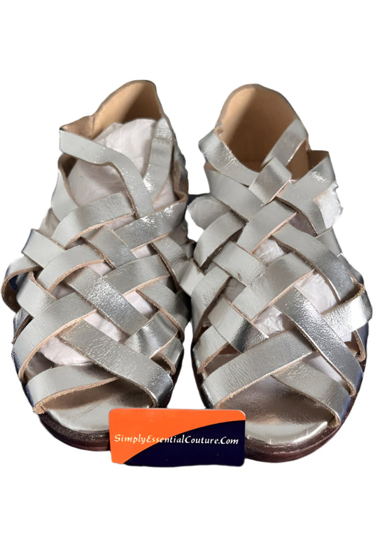 Office Silver Leather Sandals - UK4