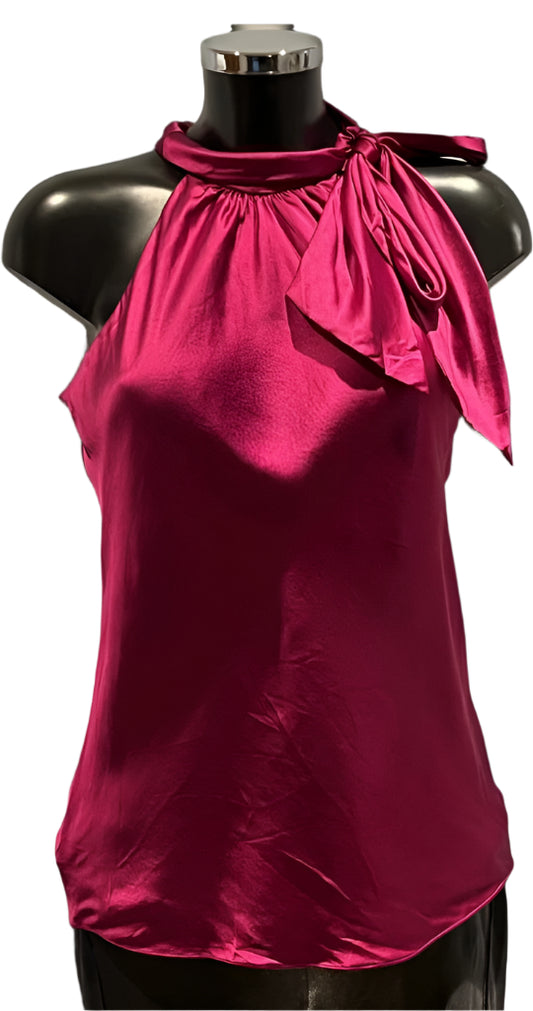 I.N.C. Dark Red Silk Halter Neck Top - UK 8
