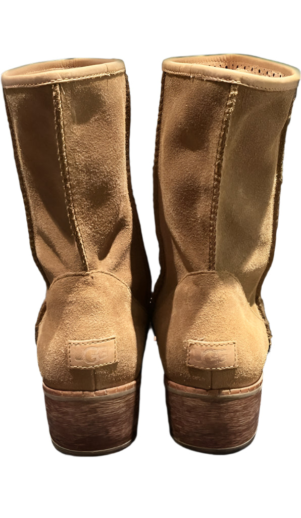 UGG Tan Suede Heeled Boots - Rear