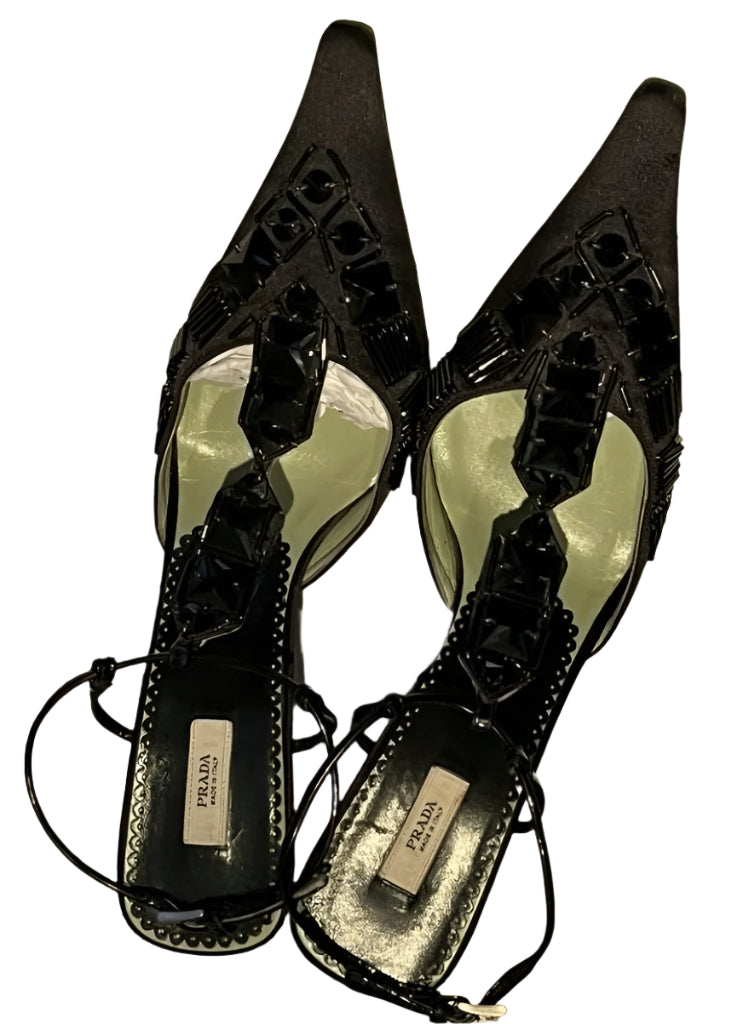PRADA Vintage Black Satin Shoes - UK6