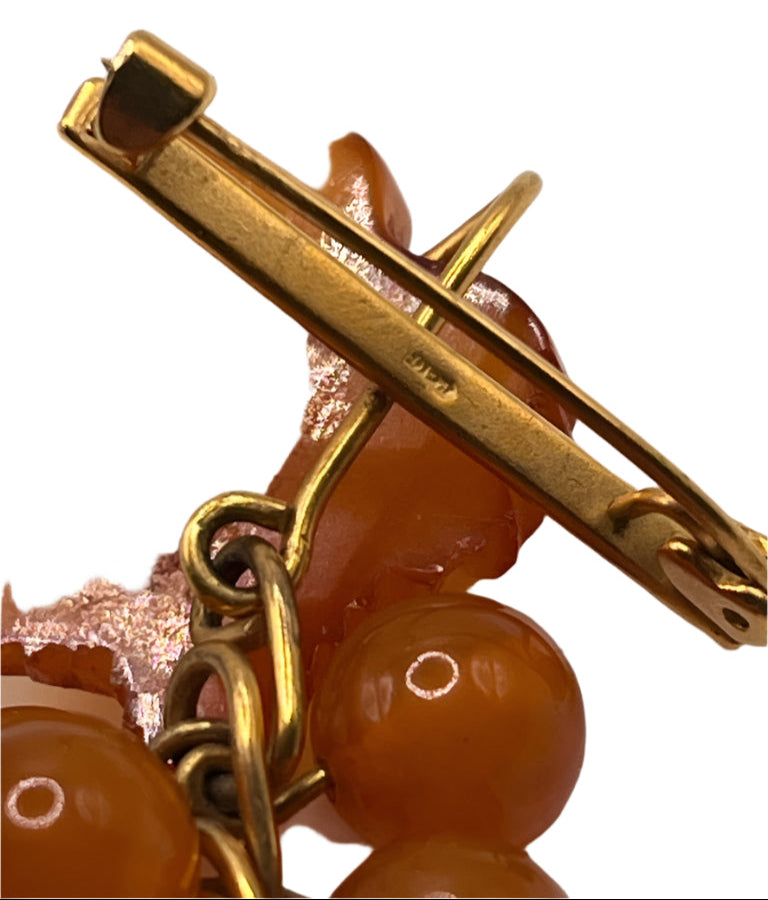 RUSSIAN AMBER Grape & Vine Brooch - Preloved