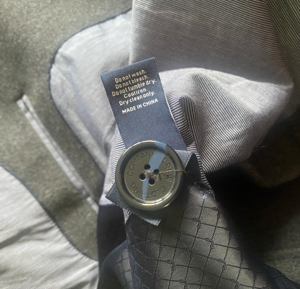 J CREW Grey Peacoat - Label and Spare Button