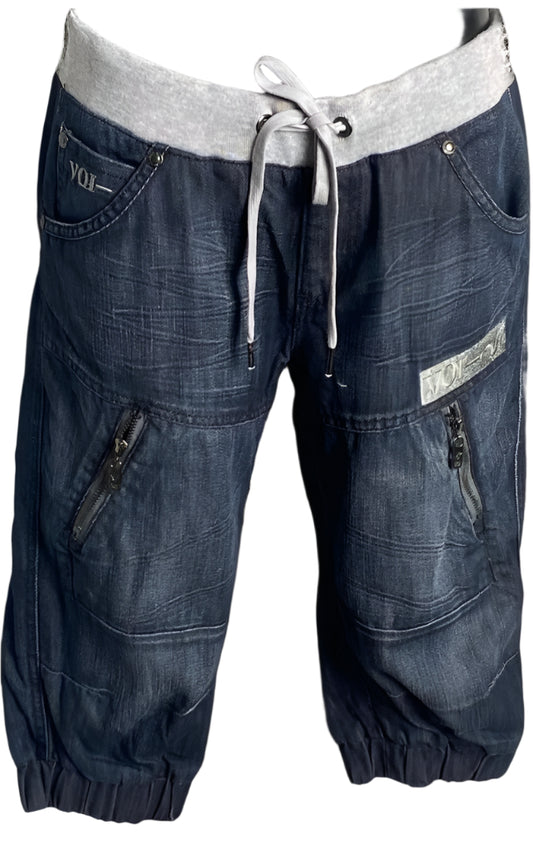 VOI Retro Blue Denim Shorts - Size UK12