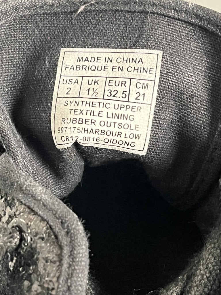 POLO Black Sequin Shoes - UK 1.5 Child