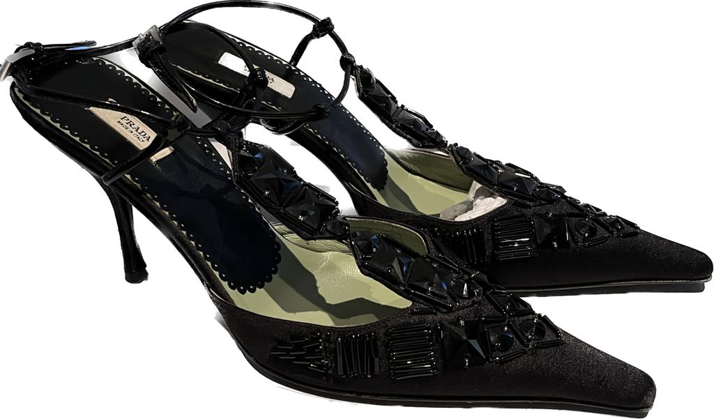 PRADA Vintage Black Satin Shoes - UK6
