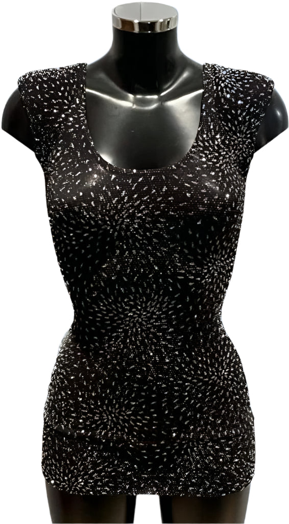 Jane Norman Black Sparkle Mini Dress - Size UK8