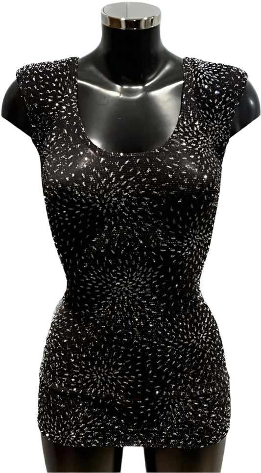 Jane Norman Black Sparkle Mini Dress - Size UK8