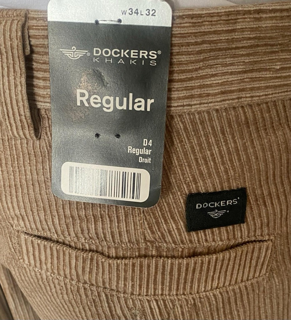 Dockers Khaki Corduroy Trousers - Label