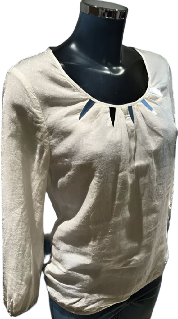 Nicole Farhi White Linen Top - Size UK M