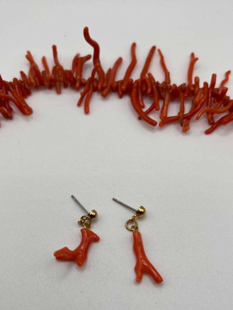 J.W. Benson Antique Coral Necklace & Earrings
